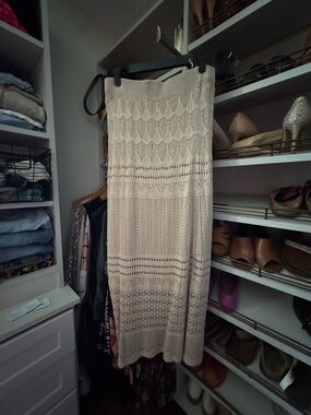 Skies Are Blue Tan Crochet Maxi Skirt - a boho summer dream 😍